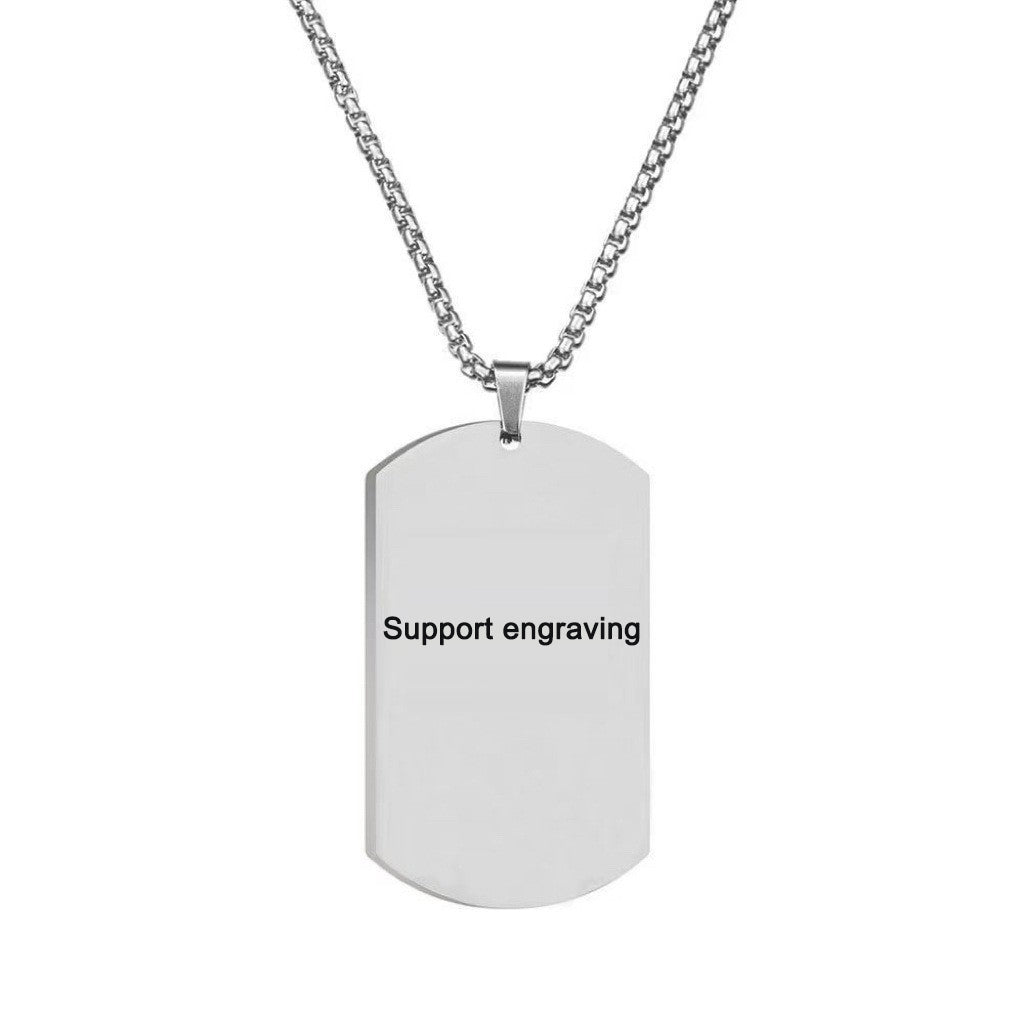High-end stainless steel military brand necklace engraved pendant jewelry