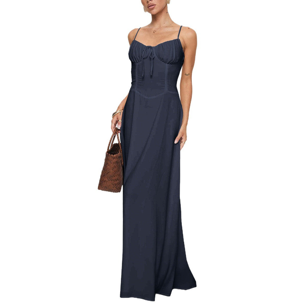 Elegant Evening Dress Short Sleeve Solid Color Women's Dress