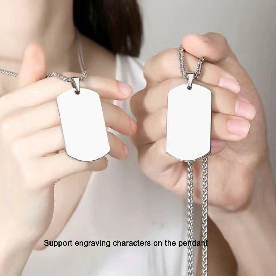 High-end stainless steel military brand necklace engraved pendant jewelry