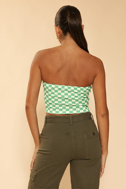 Kariertes Rippstrick-Tube-Top