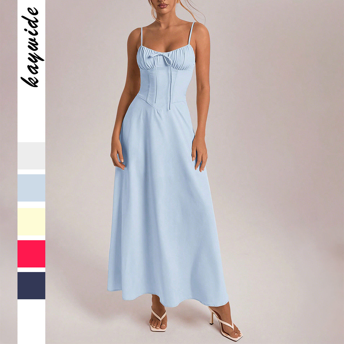 Elegant Evening Dress Short Sleeve Solid Color Women's Dress