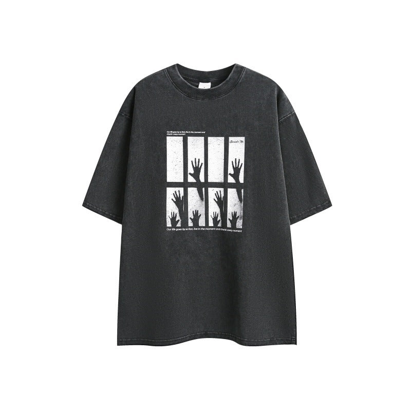 Wash and make old palm prints for casual and loose men and women