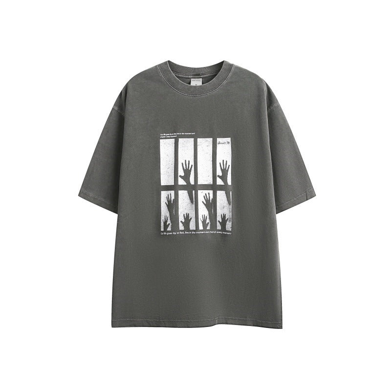 Wash and make old palm prints for casual and loose men and women