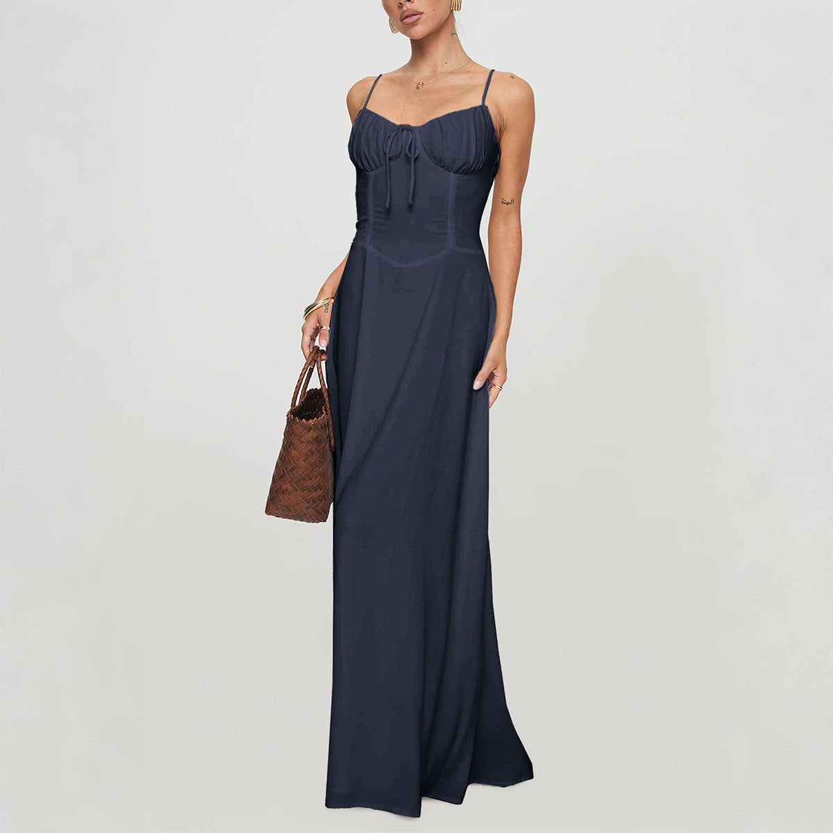 Elegant Evening Dress Short Sleeve Solid Color Women's Dress
