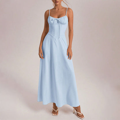 Elegant Evening Dress Short Sleeve Solid Color Women's Dress