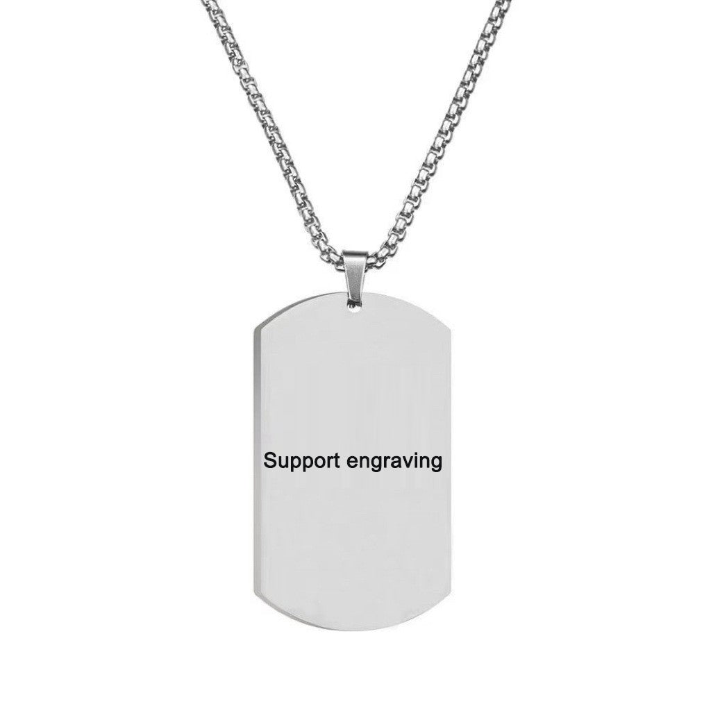 High-end stainless steel military brand necklace engraved pendant jewelry