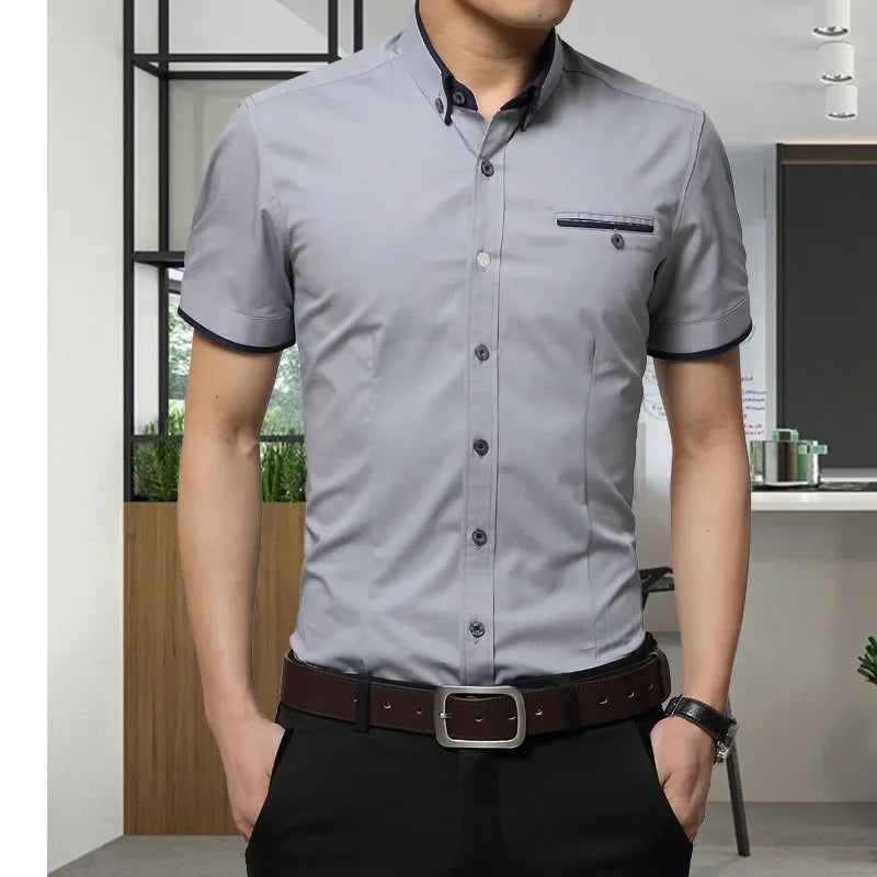 TFETTERS Men’s Summer Business Casual Short Sleeve Shirt