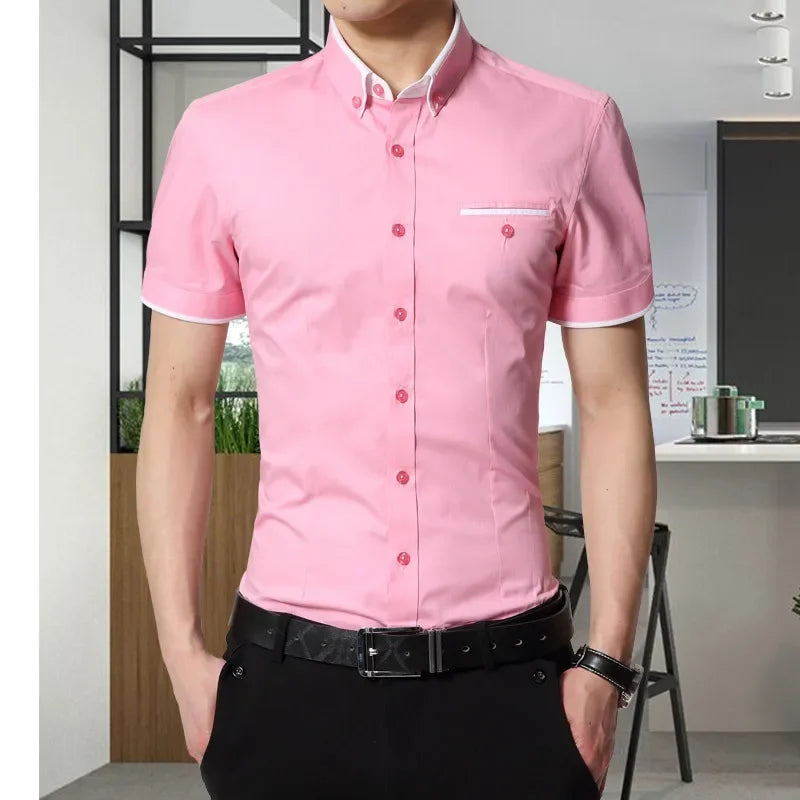 TFETTERS Men’s Summer Business Casual Short Sleeve Shirt