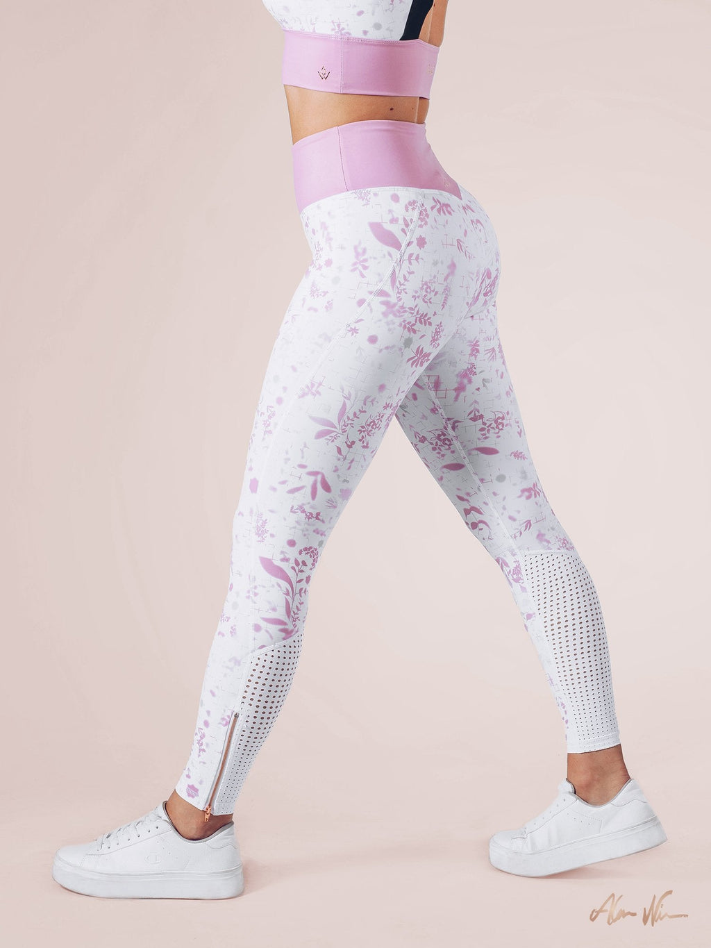 Floral Leggings - Pale Blush